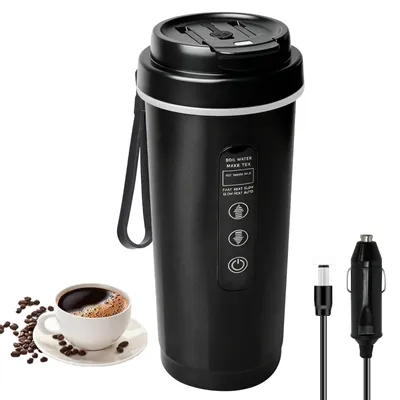 Image de Bouilloire pour voiture, 500 ml, DC 12 V/24 V, écran LCD, réglage de la température