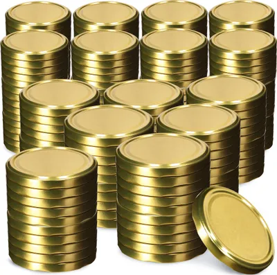 Produktbild von KADAX Einmach-Deckel Set aus Metall "Asen", Schraubdeckel für Gläser, Gold, 63 mm, 200 Stück