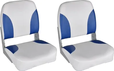 Produktbild von "im Angebot" Bootssitze 2 Stk. Klappbare Rückenlehne Mit Blau-Weißem Kissen - Sonstiges Angelzubehör CC1968