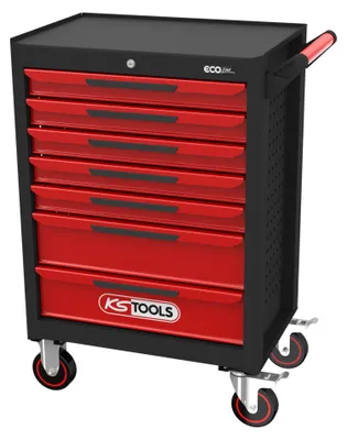 Image de KS Tools ECOline NOIR/ROUGE Chariot d'atelier avec 7 tiroirs