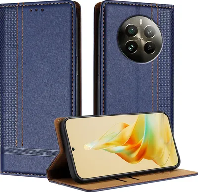 Produktbild von Handyhülle für Realme 12 Pro Leder Flip Klappbare Schutzhülle mit Standfunktion Blau