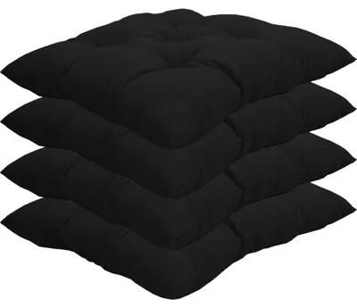 Produktbild von Stuhlkissen 38x38 cm ComfySeat - Sitzkissen mit 6 cm Comfort Sitzpolster - Indoor & Outdoor, Farbe:Schwarz, Set:4er Set