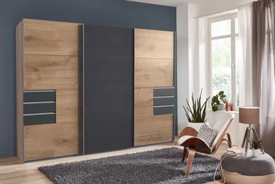 Produktbild von Schwebetürenschrank Kleiderschrank Schiebetürenschrank Schrank "Susanetta II" Plankeneiche/Graphit