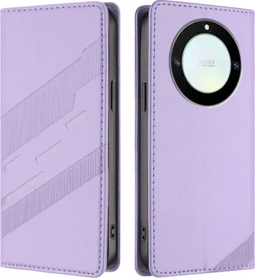 Produktbild von Hülle für Honor X9A/Honor Magic 5 Lite, Kunstleder Brieftaschen Handyhülle mit Kartenfach und Standfunktion Violett