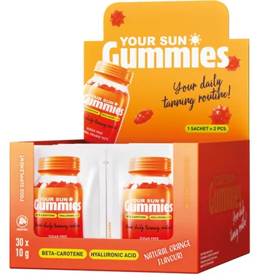 Zdjęcie produktu dla Your Sun Gummies Żelki do opalania z beta-karotenem Pomarańcza 30x10g