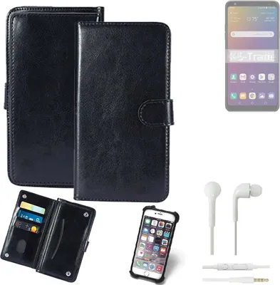 Produktbild von K-S-Trade 360° Hülle kompatibel mit LG Electronics W30 Pro inkl. Headphones schwarz Kunstleder Case BookCase WalletCase Kunstlederederhülle
