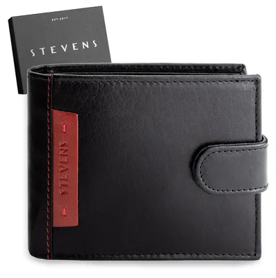 Obrázok produktu pre STEVENS Pánska kožená peňaženka, čierna, 12x10 cm, univerzálna