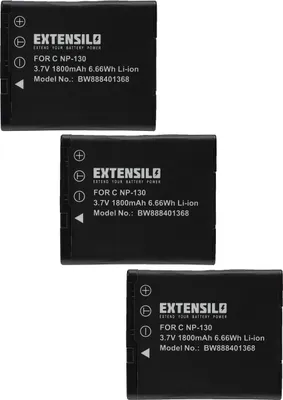 Produktbild von EXTENSILO 3x Akku kompatibel mit Casio Exilim EX-ZR700BN, EX-ZR700BK, EX-ZR700WE, EX-ZR700PKC, EX-ZR750 Kamera (1800 mAh, 3,7 V, Li-Ion)