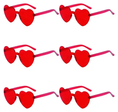 Herzförmige Sonnenbrille, 6 Stück, rot, für Partys und Karneval
