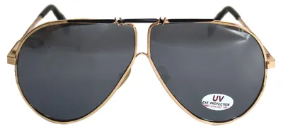 Gold-schwarze Piloten-Sonnenbrille im Porsche-Stil
