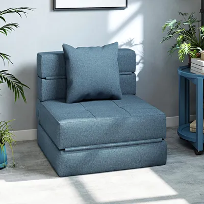 Produktbild von Sweiko Schlafsessel Relaxsessel Gästebett. abnehmbarer Bezug, 70 cm x 70 cm x 61 cm, Dunkelblau