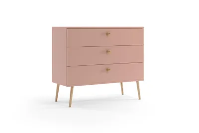 Produktbild von Kommode 100 cm Altrosa mit Schubladen Holzbeine Boho Skandi Sideboard modern