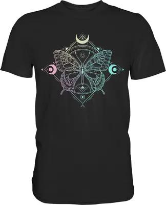 Produktbild von Mond Pastel Schmetterlinge T-Shirt – Black / L