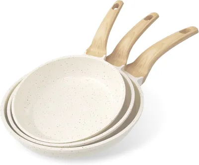 Image de Ensemble de poêles antiadhésives, 3 pièces – Poêles en granit de 20/24/28 cm,sans