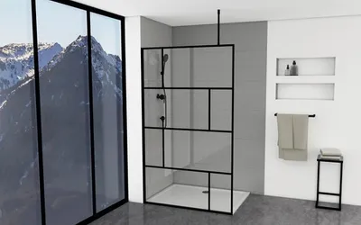 Immagine prodotto di Walk In Aurlane 120 cm profilo nero vetro arredamento design industriale reversibile