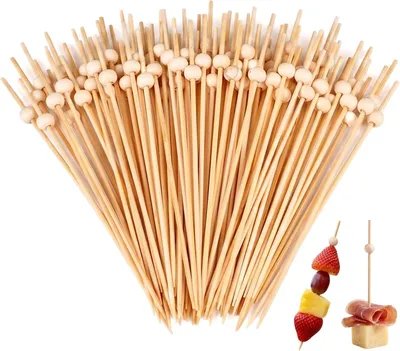 Imagen del producto de Palillos de bambú para cócteles, 200 unidades, 12 cm, ideales para aperitivos