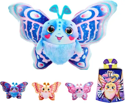 Produktbild von Simba Fluffyfly - Plüsch Schmetterling (30 cm) – Aufblasbares Kuscheltier mit Regenbogen-Augen und Überraschungseffekt - Geschenkidee für Kinder ab 3