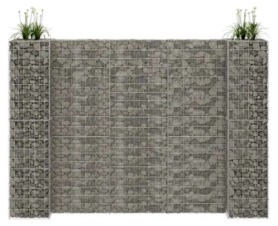 Produktbild von H-förmiger Gabionen-Pflanzkorb aus Metall, Hochbeet, Gabionen-Zaun, Steinkorb Blumenkasten, Pflanzkübel, Gabionen Hochbeet, Stahldraht 260x40x180 cm
