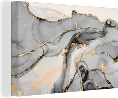 Produktbild von OneMillionCanvasses® - Leinwandbilder - 140x90 cm, Marmor - Gold - Grau, Wandbilder Kunstdruck Wanddekoration - Foto auf Leinwand - Gemälde auf Holzrahmen