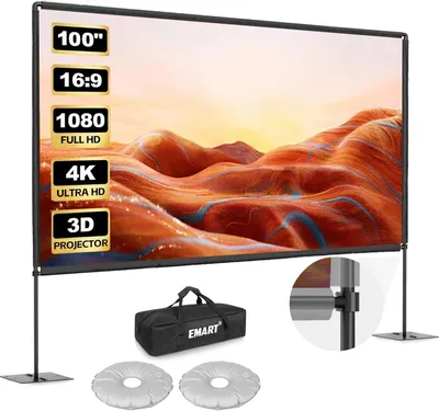 Produktbild von Projektionsleinwand mit Standardfuß – 100 Zoll, 16:9 – Polyestermaterial – Bodenmontage
