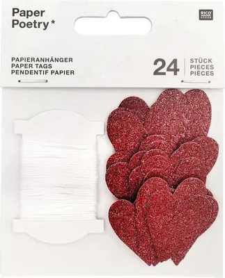 Obrázok produktu pre 24 príveskov s červeným srdcom S.