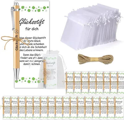 Productafbeelding van Ruikdly 24 sets geluksstift - Bedankje - Balpen - Geschenken - Geluksbrenger - Pen met wenskaarten - Collega's