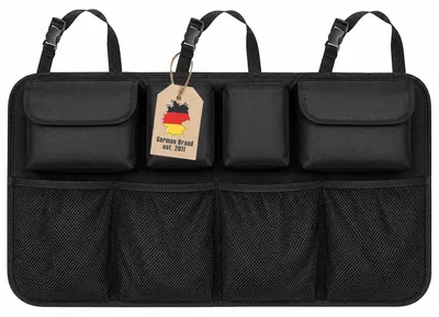 Obrázok produktu pre Intirilife Multifunkčné závesné tašky na zadné sedadlá v čiernej farbe - 86,5 x 45 cm - Na bezpečné uloženie malej batožiny akéhokoľvek druhu