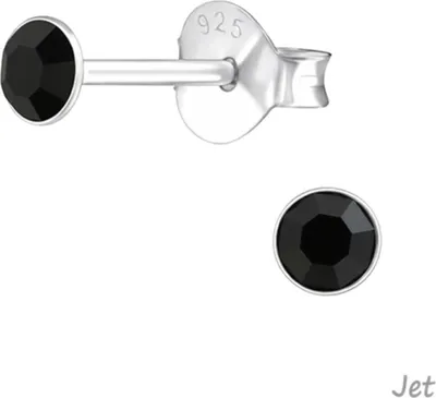 Produktbild von Silber Ohrstecker Kristall rund 3 mm Jet