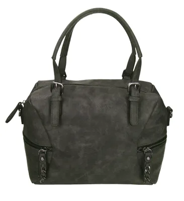 Produktbild von Damen Handtasche PARIS 2 Henkeltasche Umhängetasche mit Reißverschluss, Schulterriemen und zwei Henkeln Farbe - grau - CZ17464