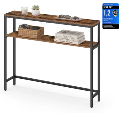Obrázok produktu pre VASAGLE Konzolový stolík, úzky príkonzový stolík s 2 odkladacími plochami, 20 x 100 x 80 cm, farba: prírodná