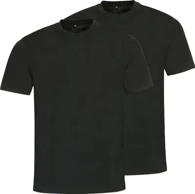 Produktbild von hajo Herren T-Shirt, 2er Pack - Basic, Kurzarm, Rundhals, Baumwolle, uni Schwarz M