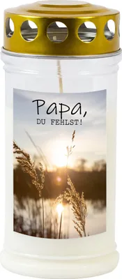Produktbild von Gedenkkerze klein, Papa, Du fehlst mit Golddeckel, Brenndauer bis zu 4 Tagen