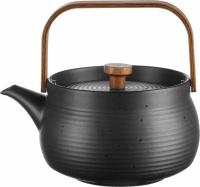 Obrázok produktu pre ASA Teekanne mit Holzgriff, black 17,4 x 14,2 cm, h. 15,6 cm, 0,6 l.