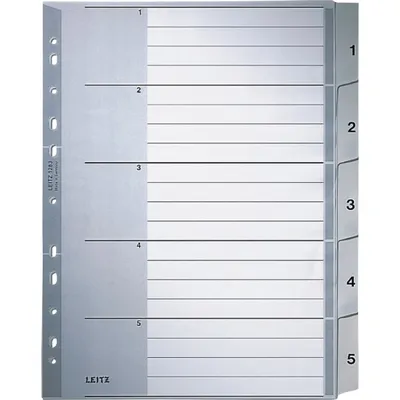 Produktbild von LEITZ 1283 Zahlenregister 15 PP A4 Überbreite 5 Blatt grau