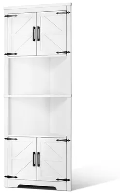 Produktbild von Eckschrank Aufbewahrungsschrank mit 6-stufiger Regalen Mehrzweckschrank (171 cm Hohe) mit 4 Holztüren und verstellbaren Regalen