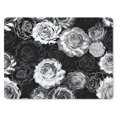 Produktbild von MuchoWow® Mauspad Mousepad Rosen - Schwarz und Weiß - Muster 40x30 cm - Mousepads - Maus Mat - Pad - Mausunterlage - Anti Rutsch