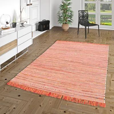 Produktbild von Baumwolle Natur Teppich Cayenne Rot Orange Bunt Meliert, Größe:170x240 cm