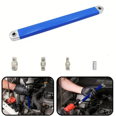 Produktbild von Multifunktionaler Ratschen Verlängerungsschlüssel ,3/8 Zoll 72 Zähne, ausziehbar 250–390 mm, Doppelkopf Adapter, für enge Räume Auto Reparatur