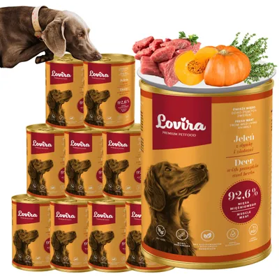 Zdjęcie produktu dla Mokra Karma dla Psów LOVIRA Jeleń z Dynią i ziołami 92,6% mięsa | 10 x 400g