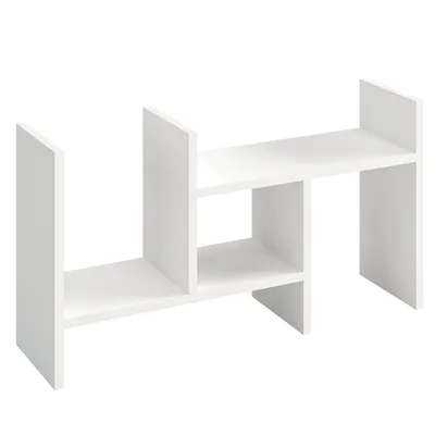 Produktbild von KOMTO Tischregal Schreibtisch Aufsatzregal Regal Klein, Küchenregal Stehend für Arbeitsplatte, Desktop Bücherregal Shelf K 51-97 х 20 х 40 cm Weiß