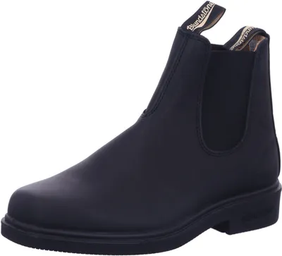 A black Blundstone boot on a white background.