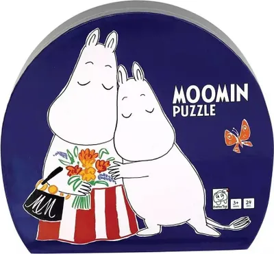 Produktbild von Puzzle 29 elementów w ozdobnym pudełku. Muminek z mamą