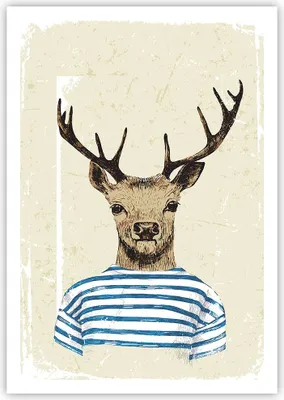 Produktbild von Poster - Poster ohne Rahmen - Hipster Anthropomorphismus Hirsch - 70x100 cm - Wand Bild - Wanddeko - Wandbilder - Kunstposter - Wandposter - Bilder - Kunstdruck - Wandbild - P2XPA70x100-4227
