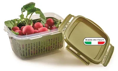 Immagine prodotto di Contenitori rettangolari Snips Veggie SnipsLock da 1,20 litri con cesto removibile, confezione da 4