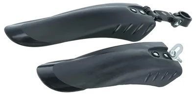 Produktbild von vhbw Fahrrad Schutzblech Set für Vorderrad, Hinterrad zur Montage an alle Mountainbikes mit 24" / 26" Reifen - schwarz, glänzend schwarze Spitzen Kunststoff