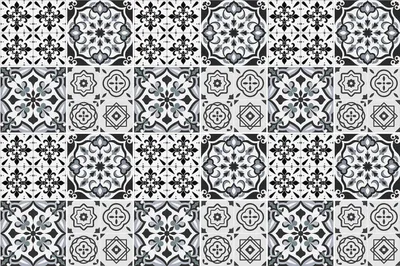 Produktbild von Fliesenaufkleber 20 x 20 cm – 24 Stück – Selbstklebend – Wasserfest – Pflegeleicht – Hitzebeständig – Für Küche & Bad – Geometrische Ornamente