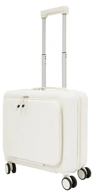 Obrázok produktu pre Kufrík do príručnej batožiny – kufrík s tvrdou škrupinou a kolieskami, 46 cm – ABS – priečinok na notebook – 4 kolieska – číselný zámok – biely