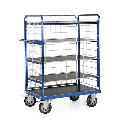 Produktbild von Bako Logistiksysteme Etagenwagen F600 mit 5 Ladeflächen und 3 Gitterwänden 1500mm hoch 850x500mm