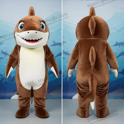 Produktbild von Verspieltes MASTICOT Hai-Maskottchen in samtigem Braun