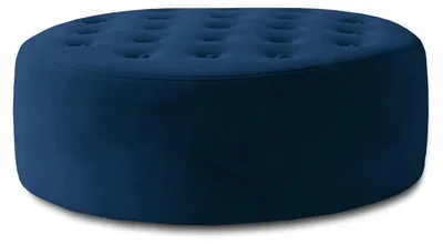 Produktbild von ZAYN Runder Stoffhocker gesteppt, blau, 70 cm breit, 70 cm tief, 28 cm hoch